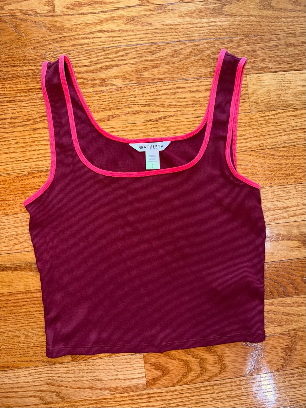 Athleta Wine Tank with Hot Pink Contrast Trim